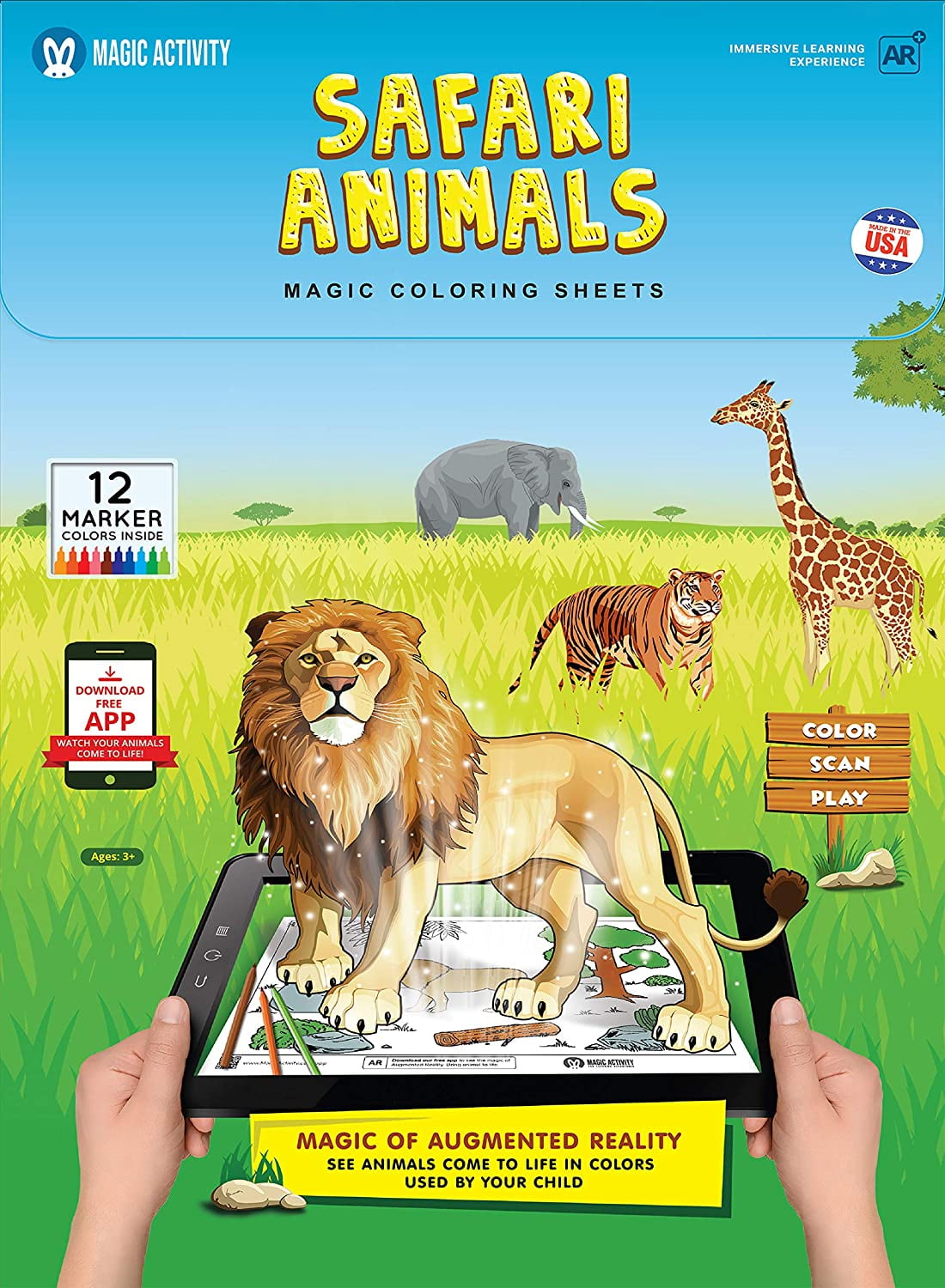Barnes and Noble African Safari Animals Coloring & Activity Book for Kids:  Fun animal facts, colouring sheets, mazes, word search, word scramble,  drawing for kids ages 6-8
