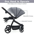 thumbnail image 4 of Cochecito plegable para bebé con asiento alto, carrito convertible para recién nacido y niño pequeño, respaldo reversible, cesta y portavasos, 4 of 7