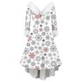 thumbnail image 2 of Christmas Dresses for Women Women's Fashion V-neck Casual Fit Christmas Print Party Long Sleeve Dress with Fur for Festive Occasion,White,XL, 2 of 6