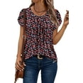 thumbnail image 2 of KISSMODA Womens Floral Tunic Top Short Sleeve Shirts Loose Fit Summer Tops, 2 of 4