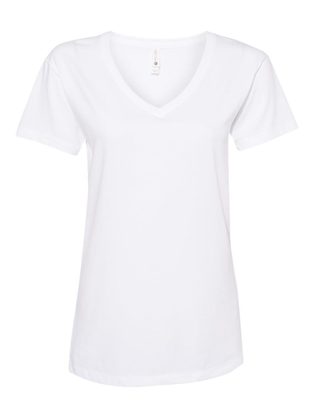 【関税&送料込み】White V-Neck T-Shirt With Monile Detail Next Level Womens Cotton V-Neck T-Shirt - Walmart.com