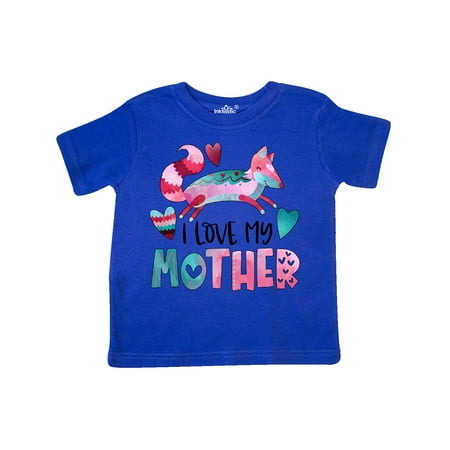 

Inktastic I Love My Mother Pink and Blue Fox with Hearts Gift Toddler Boy or Toddler Girl T-Shirt