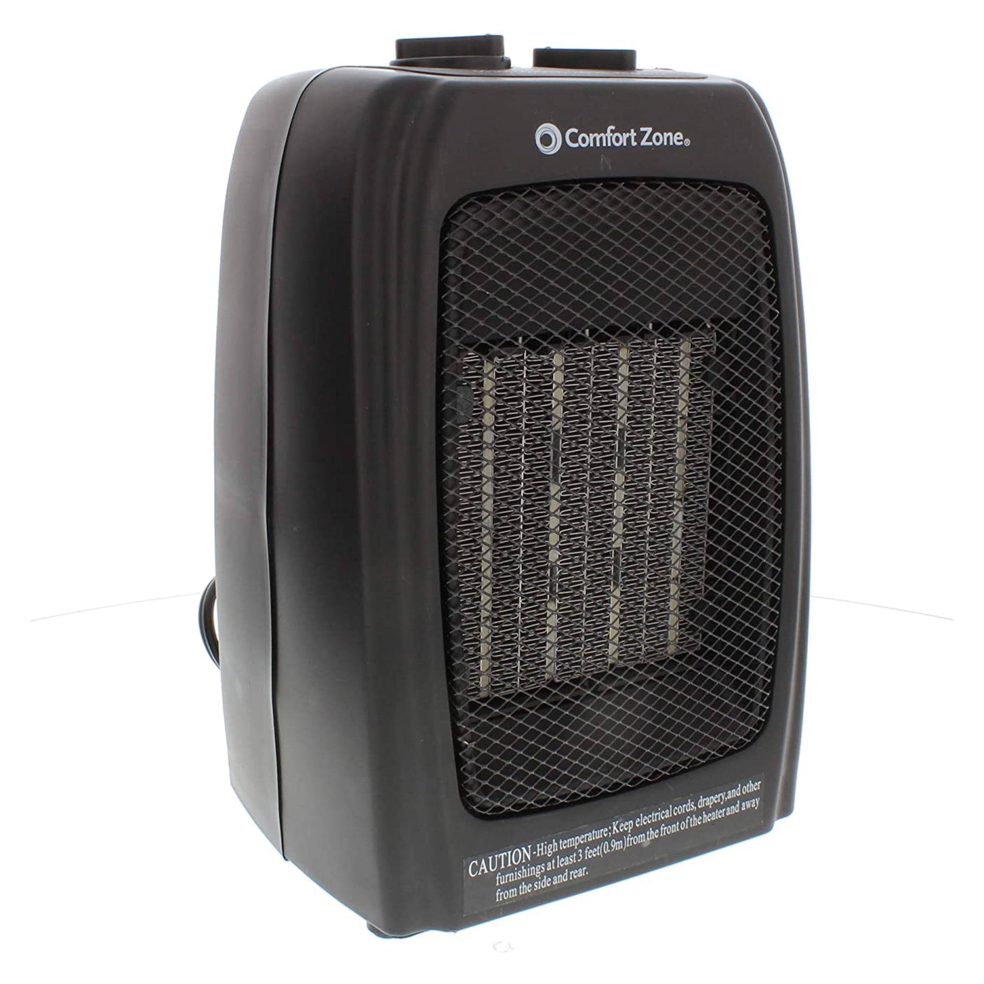 Comfort Zone 750 1 500 Watt Ceramic Electric Portable Space Heater With Thermostat And Fan Black Walmart Com