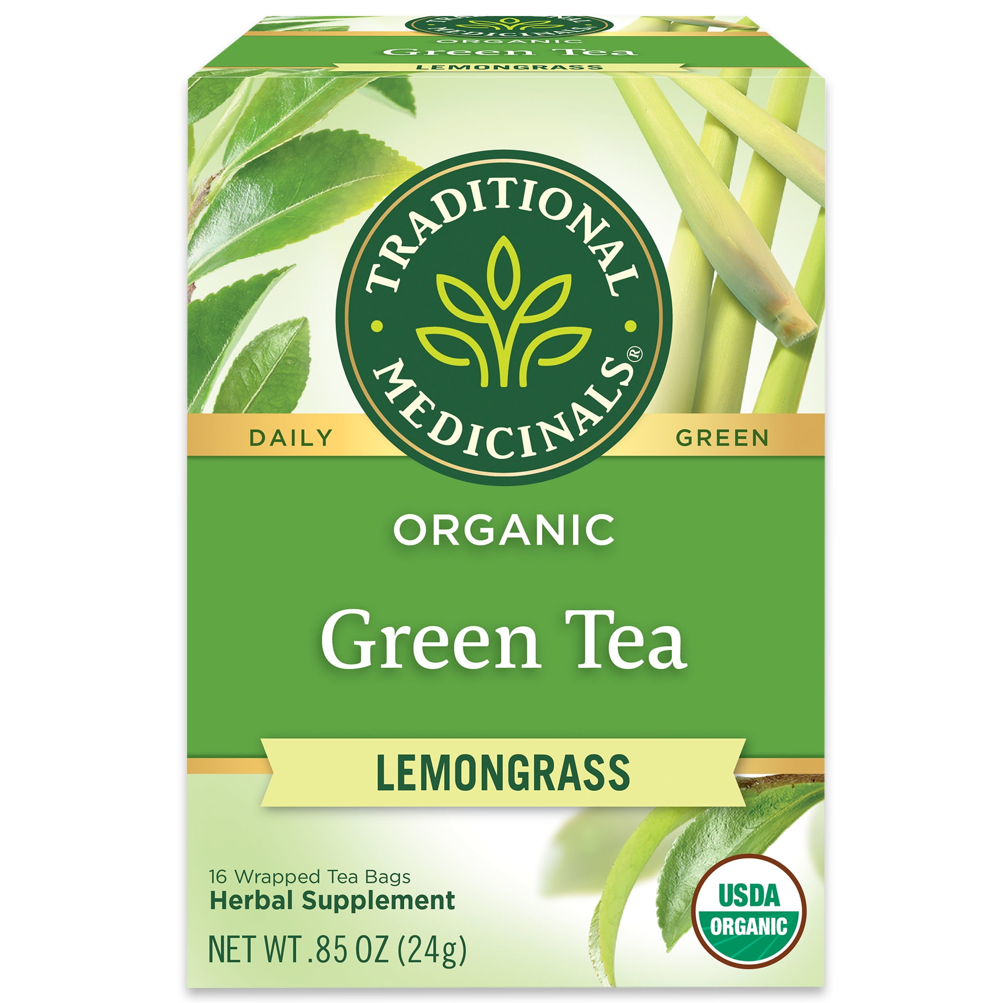 Traditional Medicinals Tea, Organic Green Tea, Lemongrass, Tea Bags, 16 Ct