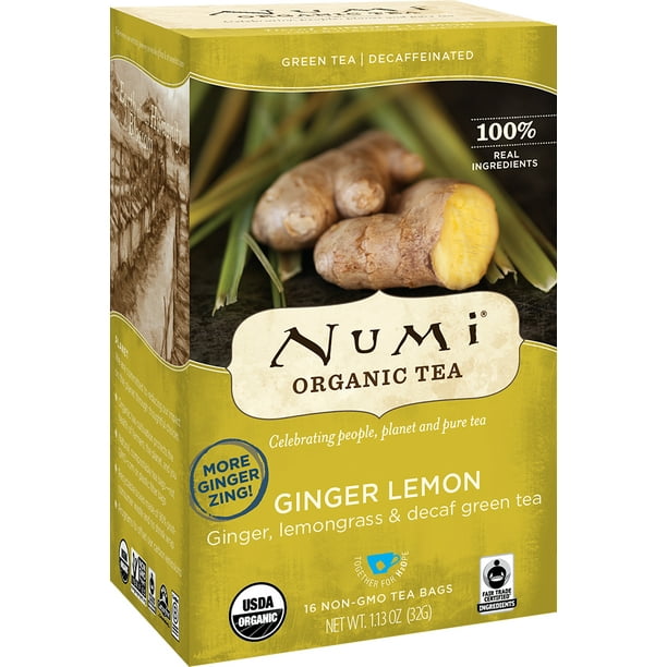Numi Organic Tea, Ginger Lemon, Tea Bags, 16 Ct