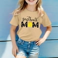 thumbnail image 2 of XUELUO Juniors Girls Tops & T-Shirts Summer Mother'S Day Baseball Print Round Neck Short Sleeve Loose Casual Pullover Tshirts Streetwear,Beige,10-11 Years, 2 of 4