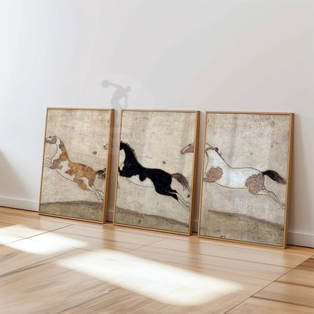 Persian Horse Vintage Equine Neutral Wall Art Set 3 Unframed Paper Print 8x12