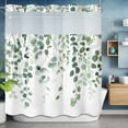 thumbnail image 2 of Spring Leaf No Hook Shower Curtain with Snap in Liner Watercolor Country Green Eucalyptus Leaves Plants Waterproof Bathroom Shower Curtain with See Through Top Window for Bathtub 72" x 72", 2 of 9