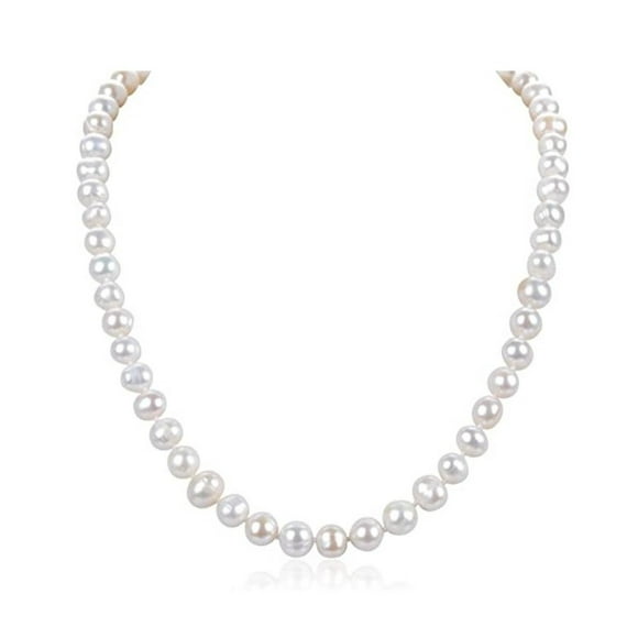 Collar Perlas Cultivadas Naturales Con Broche y Asa De Oro 14K