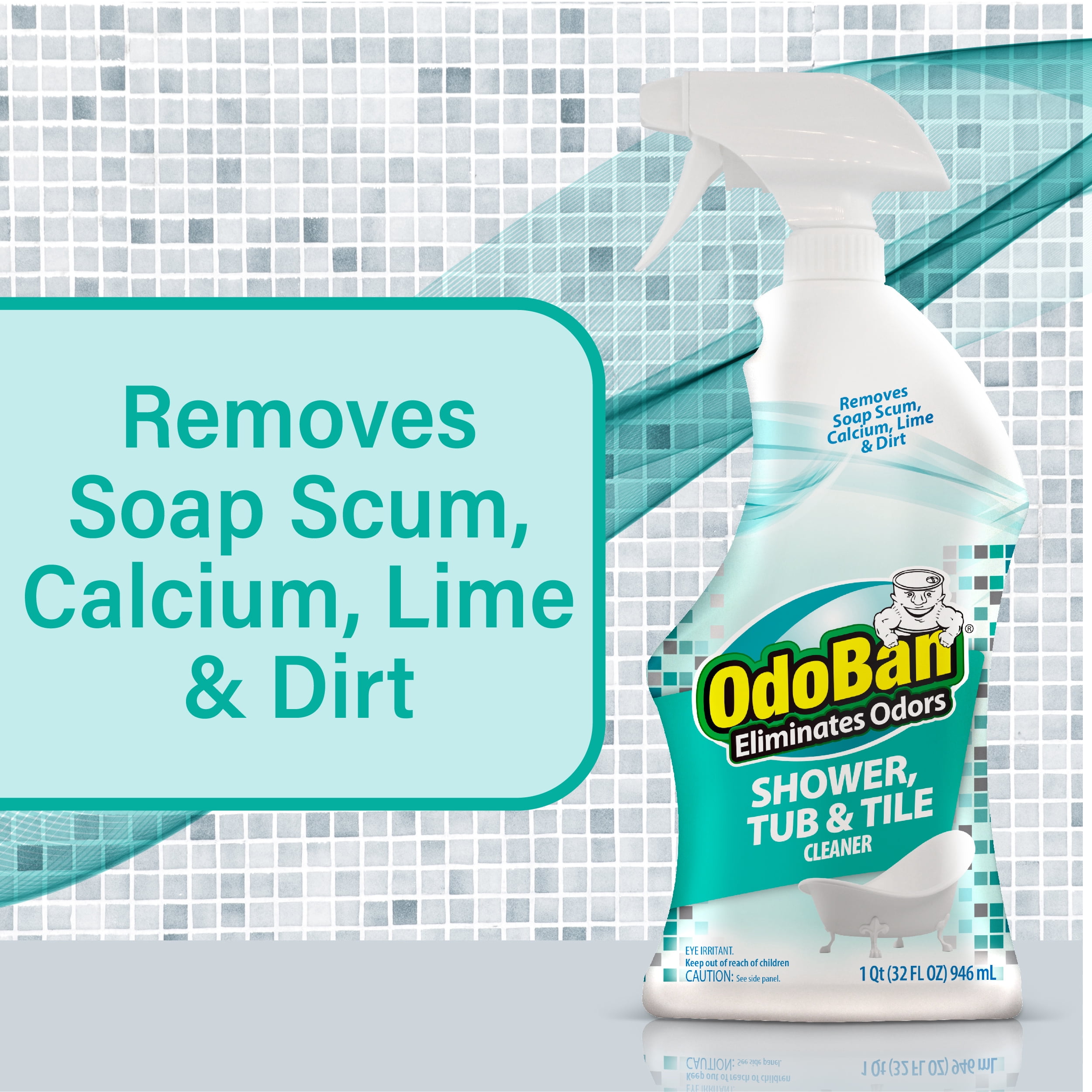 OdoBan Ready-to-Use Shower Tub & Tile Cleaner, 32 Fl Oz Spray, 4 Bottles