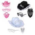 thumbnail image 4 of Guardurnaity 3 piezas de vaquera rosa para mujer con sombrero y pañuelo para fiesta de carnaval. 3 piezas de disfraz de vaquera rosa para mujer. Sombreros do, 4 of 6