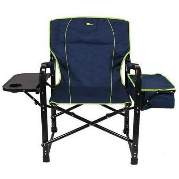 Faulkner Foldable Director Chair with Cooler Bag, Blue And Green
