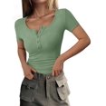 thumbnail image 1 of Remera PRETTYGARDEN 2025 Slim Fit Henley con Botones en Verde Salvia Talle S, 1 of 8