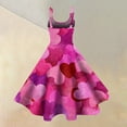 thumbnail image 2 of Valentines Day Sleeveless A-line Dress with Heart Print Casual Off-Shoulder Sleeveless Dress Hot Pink XL, 2 of 4