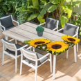 thumbnail image 2 of Spring Sunflowers Table Cloths for 5 Foot Rectangle Tables, Yellow Floral Turquoise Farmhouse Grey Wooden Patio Waterproof Elastic Fitted Tablecloths, Washable Rectangular Table Cover for Camping, 2 of 8