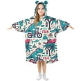 thumbnail image 6 of Dailycode Wearable Blanket Hoodie Oversized Sherpa Flannel Blankets with Pocket for 3-14 Year Old Cartoon Dinosaur with Bike, 6 of 7