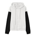 thumbnail image 4 of Qetyuw Womens Color Block Hooded Jacket Long Sleeve Full Zip Up Open Front Cardigan Coat Fashion Casual Jackets, 4 of 6