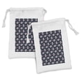 thumbnail image 1 of Vintage Rose Fabric Pouch Set of 2, Continuous Simplistic Meadow Flowers Arrangement Pattern, Small Drawstring Bag for Toiletries Masks and Favors, 9" x 6", Violet Blue Pink, by Ambesonne, 1 of 2