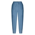 thumbnail image 5 of Liacowi Linen Pants for Women Casual Straight Leg Drawstring Solid Color High Waist Pants with Pockets, 5 of 7