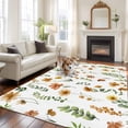thumbnail image 2 of Yellow Spring Floral Area Rugs 5'x8', Washable Small Throw Rugs for Classroom Bedroom, Flowers Leaves Elegant Pastoral Indoor Outdoor Rug Non-Slip Low Pile Carpet Runner Reversible Floor Mats, 2 of 8