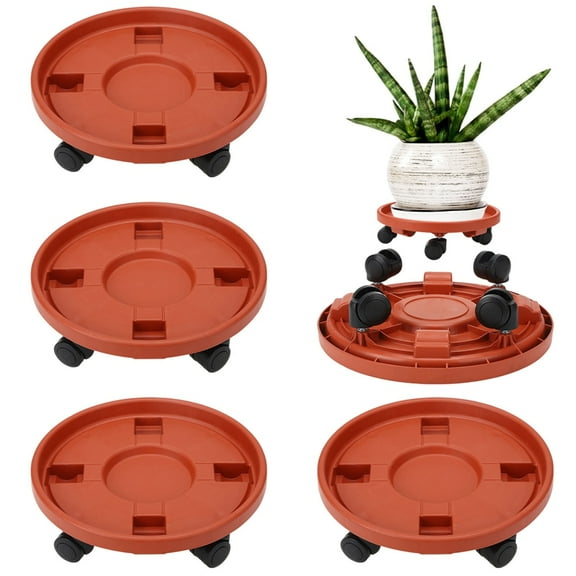 topjuju 4Pcs 12 inch Heavy-duty Plant Caddies with Wheels, Plastic Plant Roller Stands, Pot Movers Plant Saucer on Wheels Indoor Outdoor Plant with Casters Planter Tray Coaster