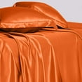 thumbnail image 3 of Cloud Fino Luxurious Satin Bed Sheets Orange Silk Sheets Full XL 15 " Deep Pocket Pillowcases Sheet, 4-Piece, 3 of 6