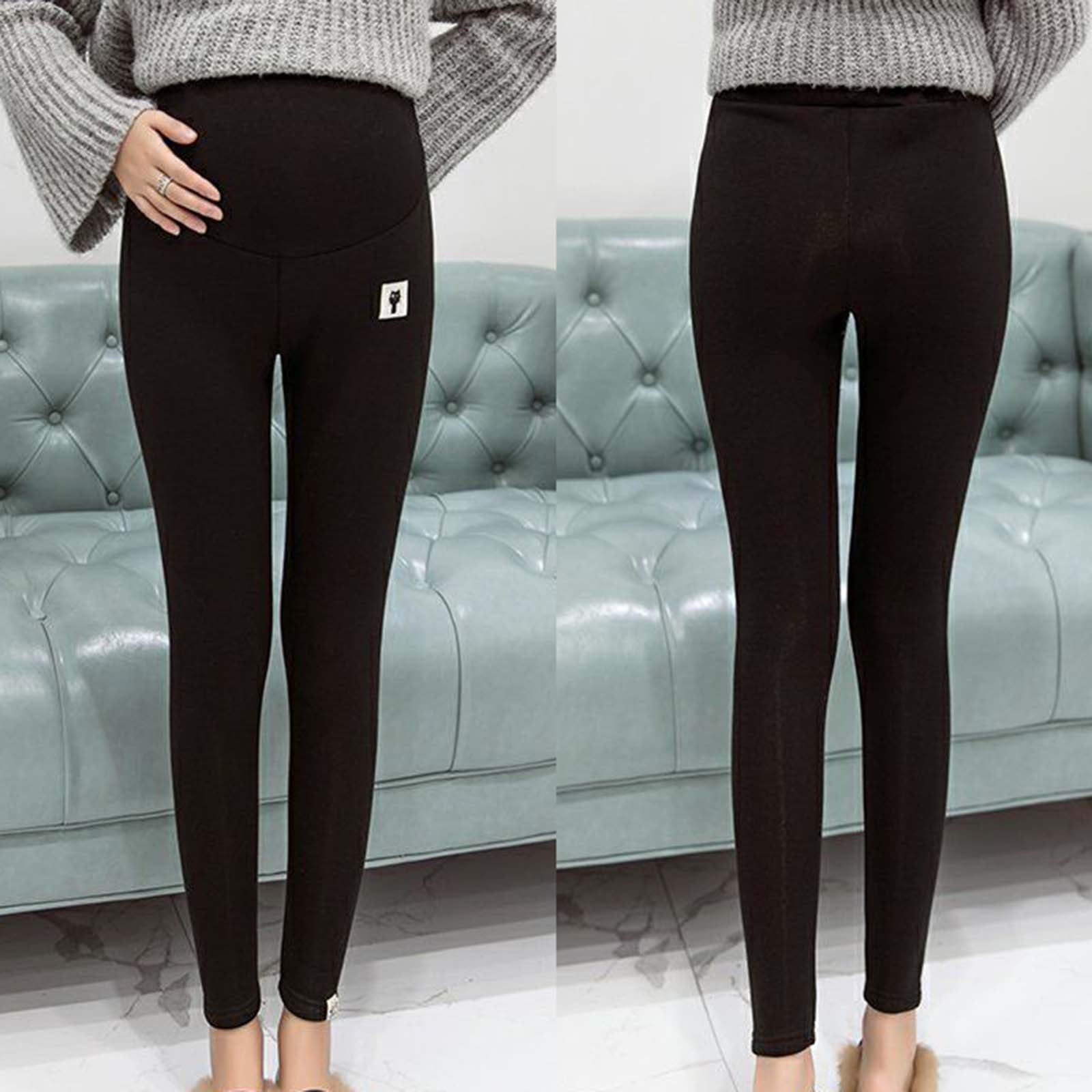 Taqqpue Women's Maternity Fleece Lined Leggings Over the