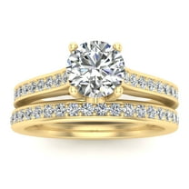 5/8 Carat TW Diamond Bridal set in 10k Yellow Gold (G-H Color, I1-I2 Clarity, Engagement ring and Wedding Band)
