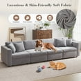 thumbnail image 3 of PPorfamilia 130" Velvet 4 Seater Sofa, Modular Sectional Deep Seat Sofa with Storage, Soft Upholstered Couch with Cushions and Pillows for Living Room, Gray, 3 of 5