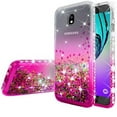 thumbnail image 2 of For Samsung Galaxy J7 Star Case,J7 Crown Case,J7v 2nd Gen,J7 2018,J7 Refine Case w/[Tempered Glass] Cute Liquid Glitter Quicksand Bling Diamond Bumper Shock Proof Phone Case - Hot Pink/Clear, 2 of 5