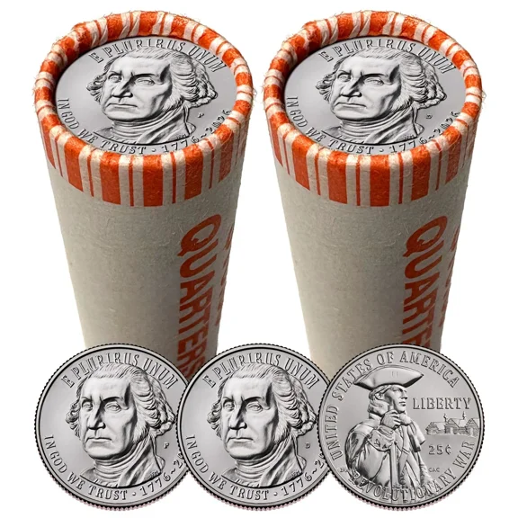 2026 Revolutionary War Quarter, 2 Rolls Philadelphia & Denver Mints, Brilliant Uncirculated, America 250