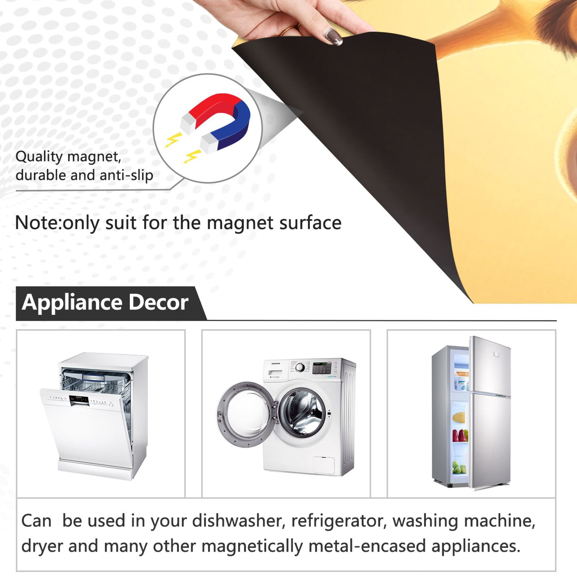 Dishwasher Magnetic Sticker 23x26 Inch Refrigerator Magnetic Sticker Washing Machine Magnetic Sticker Kitchen Panel Magnetic Sticker Home Decor Cartoon Yellow Giraffe