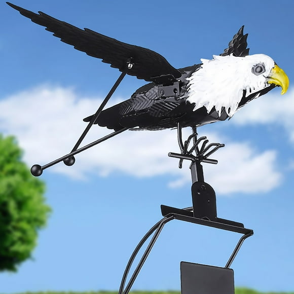 Rotating Metal Eagle Bird Deterrent Wind-Powered Garden Stake, Decorative Owl Repellent for Yard, Patio, Outdoor Protection