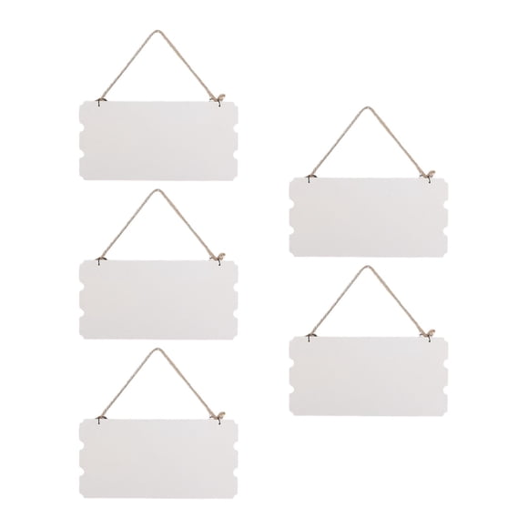 5 placas de madera en blanco con cuerda, sin terminar, para colgar en bodas. Horizontal