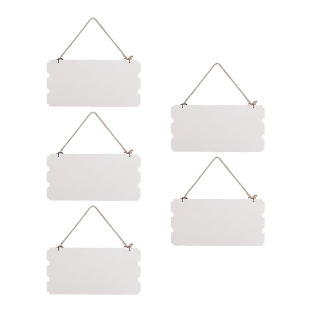 5 placas de madera en blanco con cuerda, sin terminar, para colgar en bodas. Horizontal