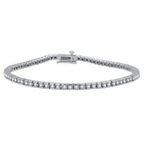 14K White Gold Women's Round Cut 1 Row Diamond Tennis Bracelet 7 inch 3/4 Ct.