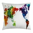 thumbnail image 1 of Colorful Throw Pillow Cushion Cover, Rainbow Colored Wold Map Grunge Style Abstract Global Universal Peace Inspired Art, Decorative Square Accent Pillow Case, 24 X 24 Inches, Multicolor, by Ambesonne, 1 of 2