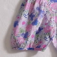 thumbnail image 5 of ITSAME Floral Dress for Girls Cotton Puff Short Sleeve Crewneck Summer Loose Casual A-Line Dress Purple Size 13-14, 5 of 9