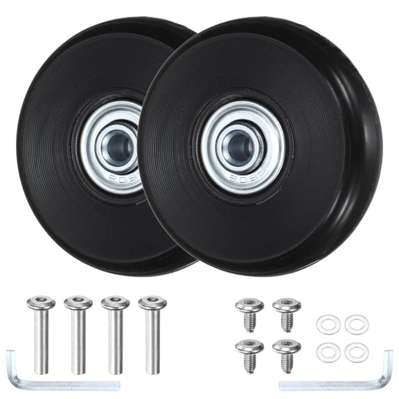 Uxcell Luggage Suitcase Replacement Wheels [2pcs] - 60 x 17 mm Rubber Scooter Wheels Repair Kit for Trolley & Carry-on Roller Travel Suitcases - [Black]