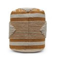 thumbnail image 7 of GDF Studio Villard Boho Handcrafted Fabric Cylinder Pouf, White and Mustard Yellow, 7 of 7