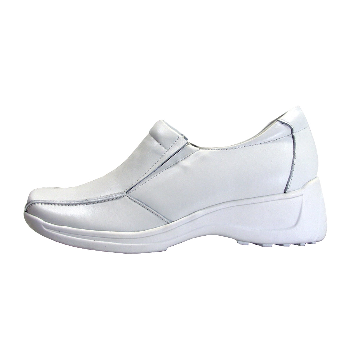 24 HOUR COMFORT Malia Wide Width Casual Leather Slip-On Shoes WHITE 5