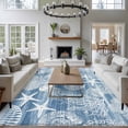 thumbnail image 3 of Blue Coastal Area Rugs 8'x10', Washable Small Throw Rugs for Living Room Patio, Nautical Starfish Coral Jellyfish Shell Sea Indoor Outdoor Rug Non-Slip Low Pile Carpet Runner Reversible Floor Mats, 3 of 8