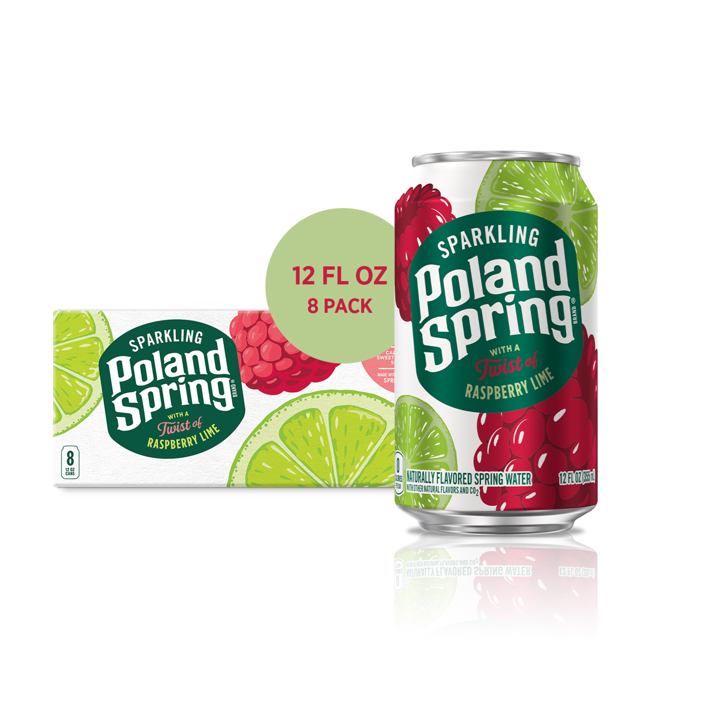 Poland Spring Sparkling Water, Raspberry Lime, 12 oz. Cans (8 Count
