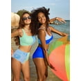 thumbnail image 4 of SHEWIN Womens Swimsuits Bikini Set 2 Piece Color Block High Waisted Spaghetti Straps Bathing Suits Summer Beach Outfits, 4 of 8