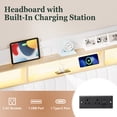 thumbnail image 6 of Amolife Queen Size Bed Frame, Platform Bed with RGB LED Lights & Charging Station, Velvet Wingback Headboard, Easy Assembly, No Box Spring Needed, White, 6 of 9
