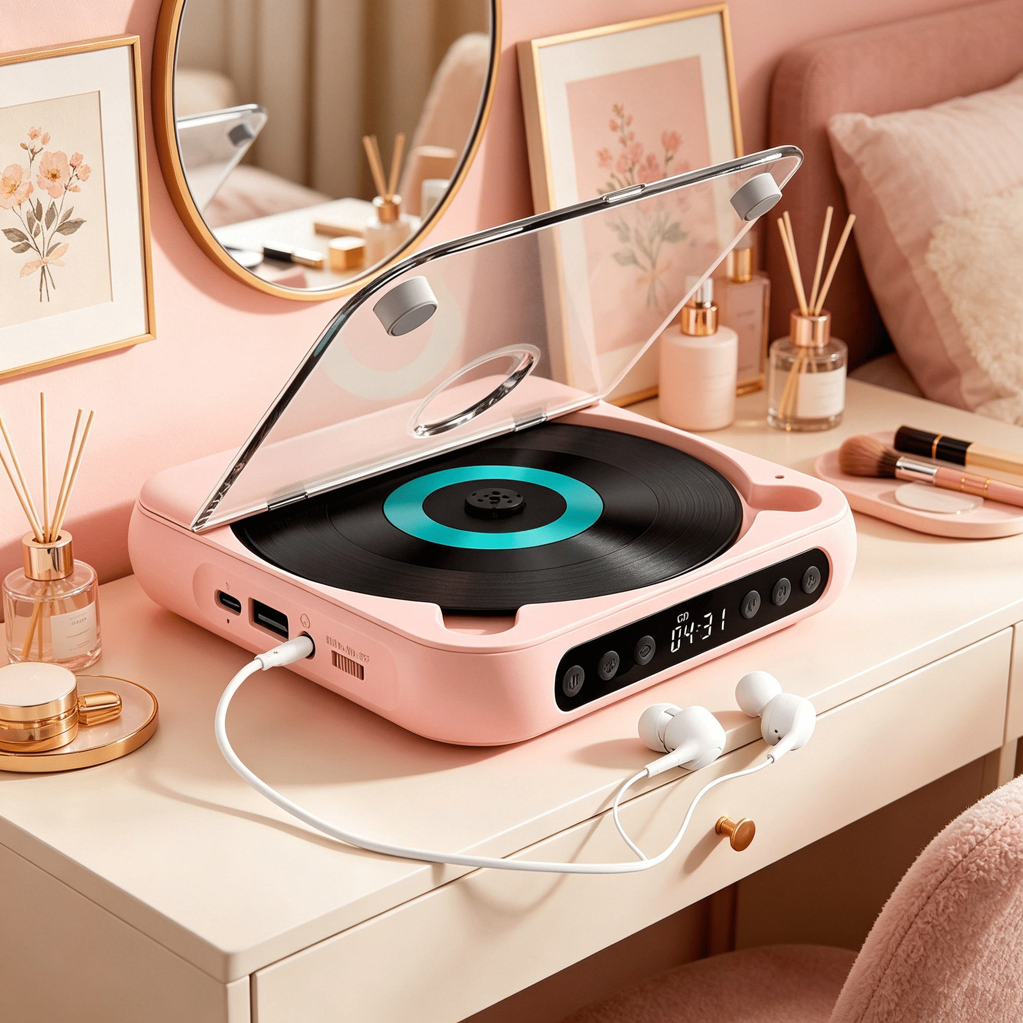 GJX 2026 New Cd Player with Bluetooth,Rechargeable Compact Cd Player Built-In Hifi Speakers,Portable Cd Player for Home/Car,Supports Cd/Aux/Usb and Repeat Modes,Headphones,Lcd Screen