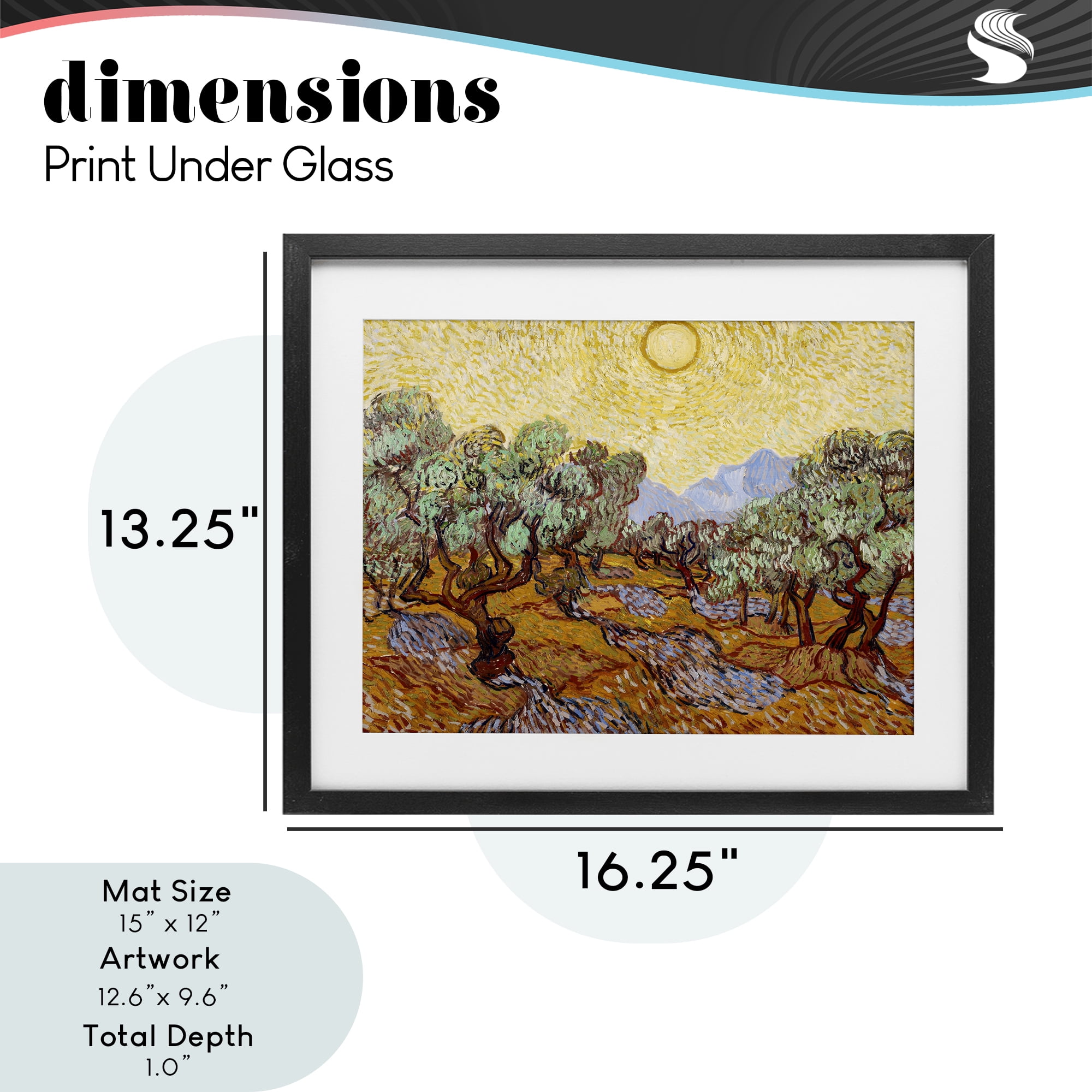 Stupell Industries Olive Trees Van Gogh Black Framed Print Under Glass, design by Vincent Van Gogh