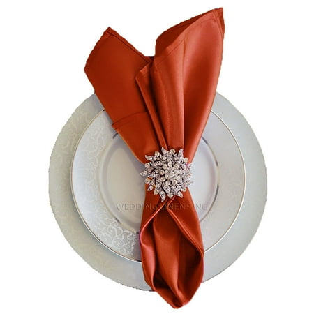 

Wedding Linens Inc. (10pcs) 20 x 20 Heavy Duty Satin Table Napkins Napkin for wedding Party Decorations Events - Rust