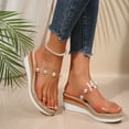 thumbnail image 4 of Womens Platform Wedge Sandals 2025 Summer Clear Bands Open Toe Espadrilles Heeled Slip on Dress Slippers, 4 of 7