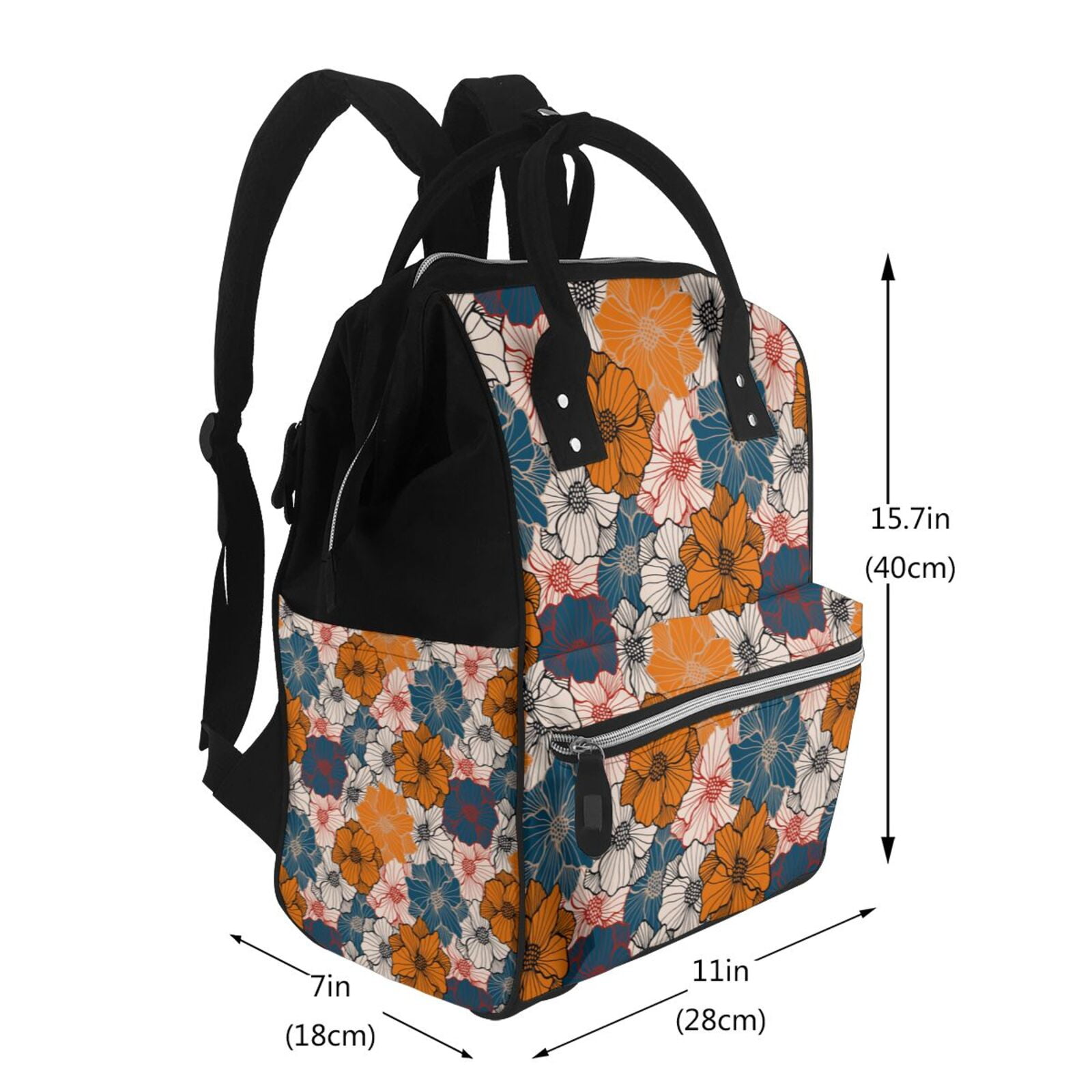 Fuzoiu Whimsical peony blossom Print Diaper Bag Backpack,Baby Essentials Travel Tote,Multi function Waterproof Diaper Bag, Travel Essentials Baby Bag - Unisex